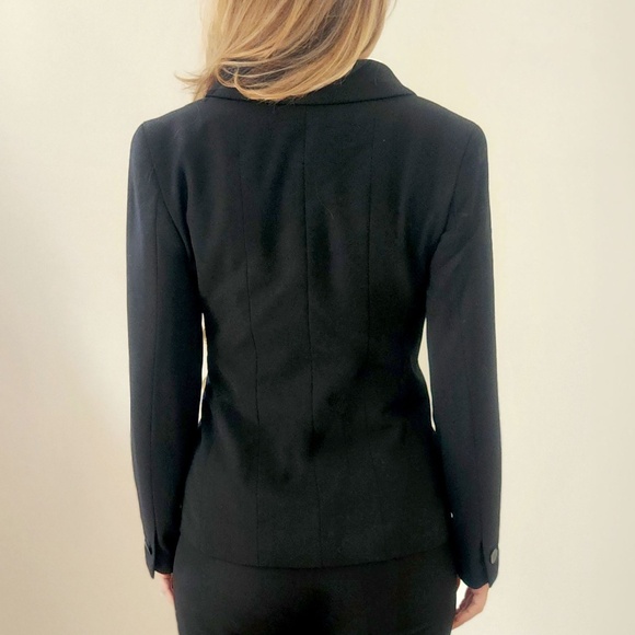 CHANEL Black Vintage Wool Suit with Jacket & Pants lined with Silk  -Size 36/US6 - Picture 2 of 16